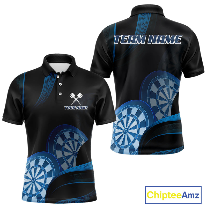 Three Blue-Dartboard 3D Tribal Darts Shirt For Men - Custom Name & Team Jersey NYN0622