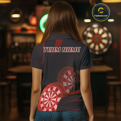 Three Red-Dartboard 3D Tribals Dart Shirt For Women - Custom Name & Team Jersey NYN0624