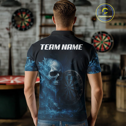 Custom Men Darts Shirt With Icy Skull Personalized Team Dartboard Darts Jerseys NYN1215