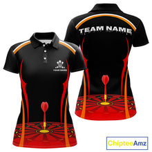 Load image into Gallery viewer, Red Dartboard &amp; Dart Arrow Darts Shirt For Women - Custom Team Name - Darts Jersey NYN0369