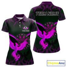 Load image into Gallery viewer, Phoenix Flame Dartboards Women's Darts Shirt - Custom Name &amp; Team Jersey | Opt3 - Purple NYN0638