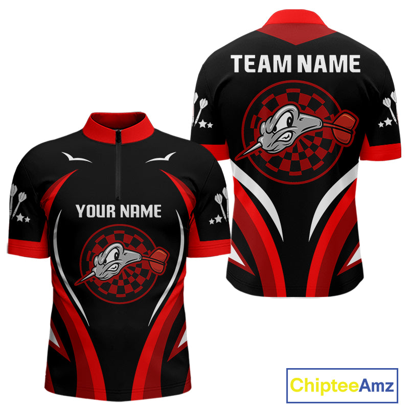 Red Darts Arrow & Dartboard Funny Darts Shirt For Men - Custom Team & Player Name NYN0378