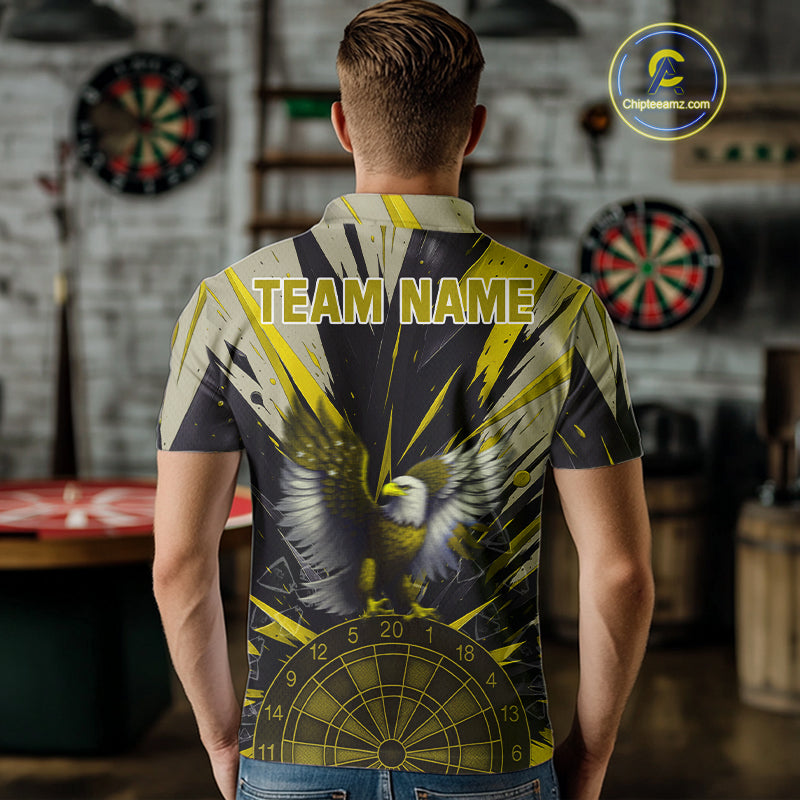 Eagle Dartboard Broken Glass Men's Darts Shirt Custom Name & Team | Opt3 - Yellow NYN0658
