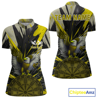 Eagle Dartboard Broken Glass Women's Darts Shirt Custom Name & Team | Opt3 - Yellow NYN0658