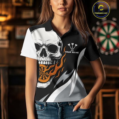 Custom Orange Flame Dartboard Darts Jersey For Women Outfit Dart Team Jersey NYN1269