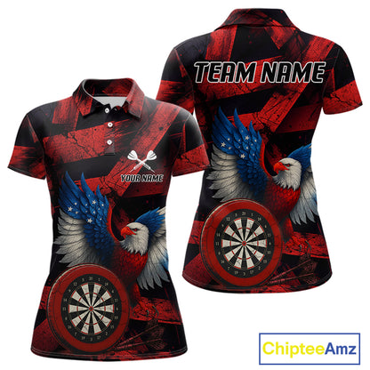 US Flag Eagle Dartboards Grunge Women's Darts Shirt Custom Name & Team | Opt2 - Orange NYN0666