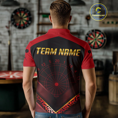 Black & Red Geometric Men's Dart Shirt - Custom Name Shirt For Dart Players NYN0411
