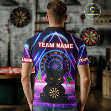 Load image into Gallery viewer, Dark Cat &amp; Neon Electric Men's Darts Shirt - Custom Name For Dart Players NYN0416