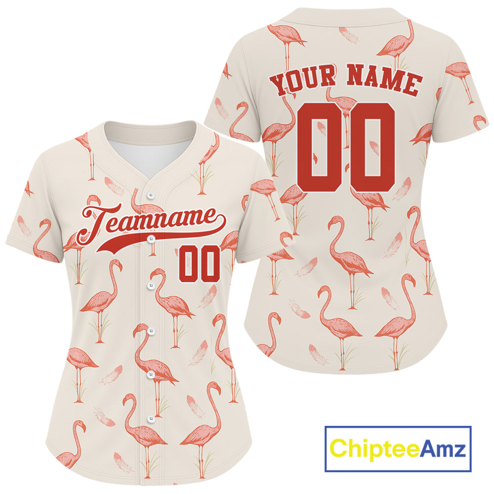 Custom Flamingo Funny Baseball Jersey For Women Personalized Baseball Gift For Youth NYN1306