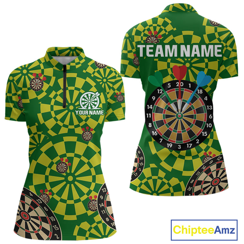 Multi Color Dartboard & Dart Arrows Women's Darts Shirt - Custom Name For Darts Jersey NYN0425