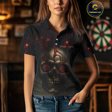 Load image into Gallery viewer, Custom Women's Darts Polo Shirts Red Dripping Blood Skull For Darts Jersey NYN0775