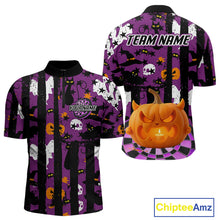 Load image into Gallery viewer, Pumpkin &amp; Dartboard Custom Funny Halloween Dart 1/4-Zip Shirts For Men, Dart Team Jerseys NYN0806