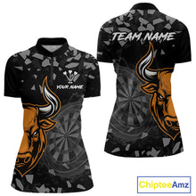 Load image into Gallery viewer, Bull &amp; Dartboard Custom Grunge Women's Darts Quarter-Zip Shirt - Orange Darts Team Jersey NYN0717