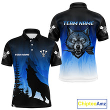 Load image into Gallery viewer, Persionalized Wolf-Head Dart Arrows Blue Dart Shirt For Men, Dart Team Jerseys NYN0112