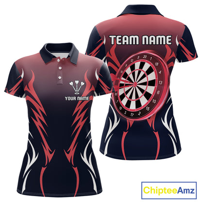 Women’s Custom Dart Shirt, Red-To-Black Color With Lightning Dartboard Dart Jersey NYN0247