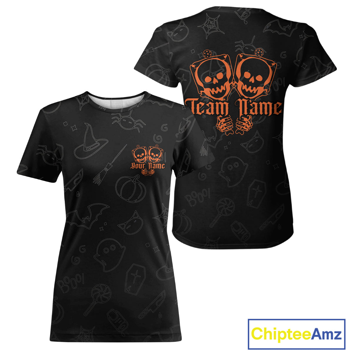Custom Funny Halloween Pickleball T-Shirt For Women Outfits Halloween Pickleball Jerseys NYN1003