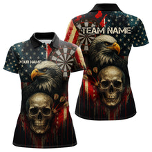 Load image into Gallery viewer, Personalized US Flag &amp; Eagle Grunge Patriotic Darts Shirt For Women, Darts Team Shirt NYN1095