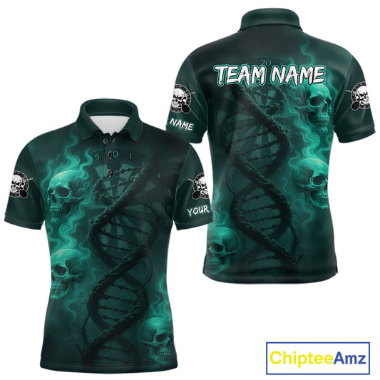 Darts - It's Is In My DNA Personalized Turquoise Dart Shirt For Men Skull Dartboard Dart Team Shirts NYN1124