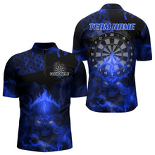 Load image into Gallery viewer, US Flag &amp; Skull Custom Patriotic Blue Dart 1/4-Zip Shirts For Men, Dart Team Jerseys NYN0787