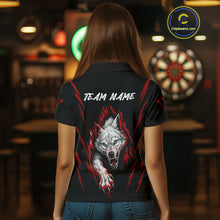 Load image into Gallery viewer, Custom Women's Dart Team Shirt -  Pearl Wolf Clawing - Personalized Team Name &amp; Player NYN0335