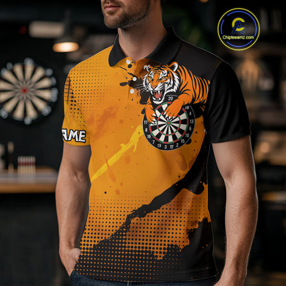 Roaring Tiger Dartboard Shirt - Rust & Black Darts Jersey With Custom Name For Men NYN0336