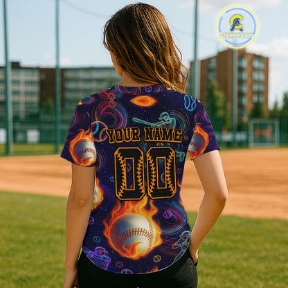 Funny 3D Women's Button Up Baseball Jersey Custom Multi-Color Baseball Shirt For Newborns NYN0811