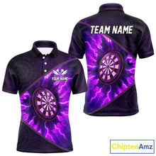 Load image into Gallery viewer, Thunder Dartboard 3D Darts Shirt For Men Custom Name &amp; Team Jersey | Opt1 - Purple NYN0642