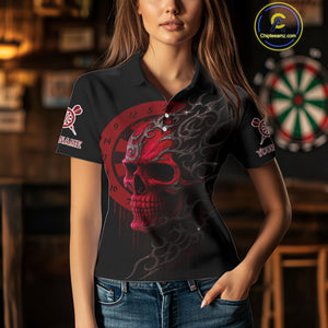 Custom Red Skull Dartboard Polo Dart Shirt Personalized Outfits Dart Jersey For Women NYN1317
