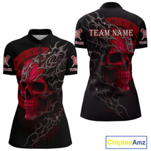 Load image into Gallery viewer, Custom Red Skull Dartboard 1/4-Zip Dart Shirt Personalized Outfits Dart Jersey For Women NYN1317
