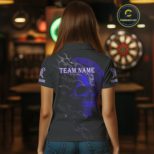 Custom Purple Skull Dartboard Polo Dart Shirt Personalized Outfits Dart Jersey For Women NYN1318