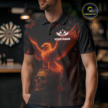 Load image into Gallery viewer, Custom US Flag Patriotic Polo Dart Shirt For Men Flame Eagle Skull Dart Jersey NYN1331