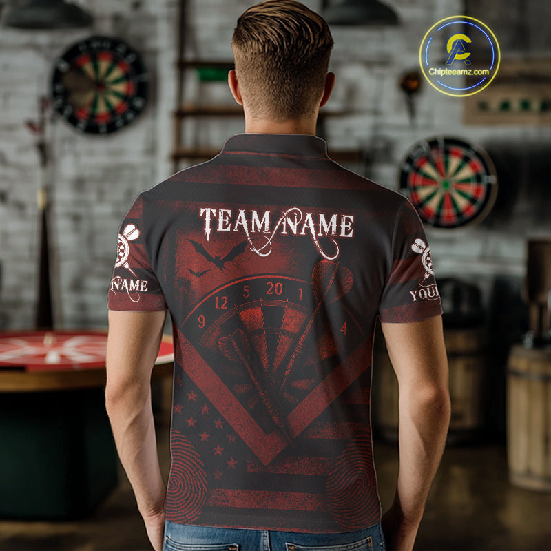 Custom Red Grunge Dragon Dartboard Dart Polo Shirt For Men Outfit Dart Team Jersey NYN1363