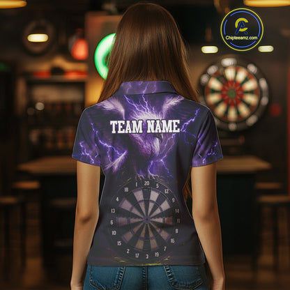 Custom Lightning Purple Eagle Dartboard Women Dart Shirt Outfits Dart Team Jerseys NYN1066