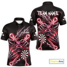 Load image into Gallery viewer, Personalized Red Skeleton Thunder Lightning Men Dart Polo Shirts Skull Dart Jerseys NYN2121