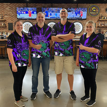 Load image into Gallery viewer, Custom Purple Neon Fierce Bulldog Thunder Women Darts Quarter- Zip Shirt Funny Dart League Jerseys NYN2126