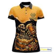 Load image into Gallery viewer, Custom Funny Skeleton Play Dart And Beer Dartboard Women Polo Shirt Personalized Dart Team Jerseys NYN2773
