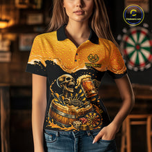 Load image into Gallery viewer, Custom Funny Skeleton Play Dart And Beer Dartboard Women Polo Shirt Personalized Dart Team Jerseys NYN2773