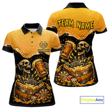 Load image into Gallery viewer, Custom Funny Skeleton Play Dart And Beer Dartboard Women Polo Shirt Personalized Dart Team Jerseys NYN2773