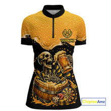 Load image into Gallery viewer, Custom Funny Skeleton Play Dart And Beer Dartboard Women Polo Shirt Personalized Dart Team Jerseys NYN2773
