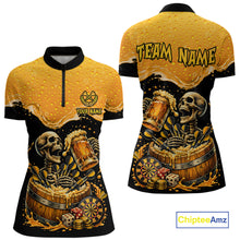 Load image into Gallery viewer, Custom Funny Skeleton Play Dart And Beer Dartboard Women Polo Shirt Personalized Dart Team Jerseys NYN2773