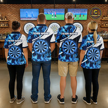 Load image into Gallery viewer, Personalized Blue Flaming Thunder Dartboard Women Darts Polo &amp; 1/4-Zip Shirts Dart Team Jerseys NYN2801