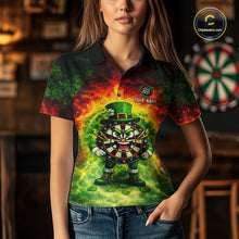 Load image into Gallery viewer, Funny Shamrock Dartboard &amp; Arrow Women Darts Polo Shirt Custom St Patrick's Day Dart League Shirt NYN2650