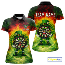 Load image into Gallery viewer, Funny Shamrock Dartboard &amp; Arrow Women Darts Polo Shirt Custom St Patrick's Day Dart League Shirt NYN2650