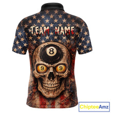 Load image into Gallery viewer, Retro American Flag Skull Pool 8 Ball &amp; 9 Ball Men Billiard Shirt Personalized Balls Billiard Shirts NYN2654