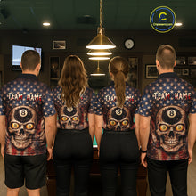 Load image into Gallery viewer, Retro American Flag Skull Pool 8 Ball &amp; 9 Ball Women Billiard Shirt Personalized Balls Billiard Shirts NYN2654