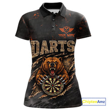 Load image into Gallery viewer, Personalized Funny Bear Grunge Camouflage Darts Polo &amp; 1/4-Zip Shirts For Women Dart Team Jerseys NYN2814