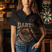 Load image into Gallery viewer, Personalized Funny Bear Grunge Camouflage Darts Polo &amp; 1/4-Zip Shirts For Women Dart Team Jerseys NYN2814