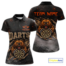 Load image into Gallery viewer, Personalized Funny Bear Grunge Camouflage Darts Polo &amp; 1/4-Zip Shirts For Women Dart Team Jerseys NYN2814