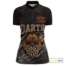 Load image into Gallery viewer, Personalized Funny Bear Grunge Camouflage Darts Polo &amp; 1/4-Zip Shirts For Women Dart Team Jerseys NYN2814