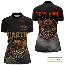 Load image into Gallery viewer, Personalized Funny Bear Grunge Camouflage Darts Polo &amp; 1/4-Zip Shirts For Women Dart Team Jerseys NYN2814